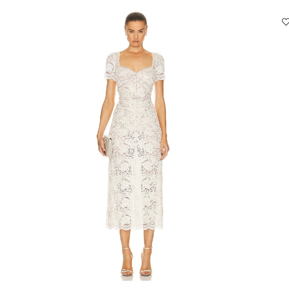 NWT SELF-PORTRAIT Cream Cord Lace Midi Dress - Picture 1 of 6